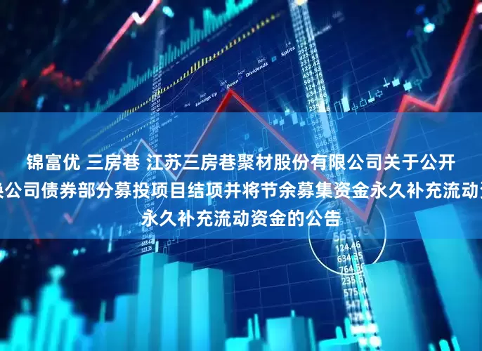 锦富优 三房巷 江苏三房巷聚材股份有限公司关于公开发行可转换公司债券部分募投项目结项并将节余募集资金永久补充流动资金的公告